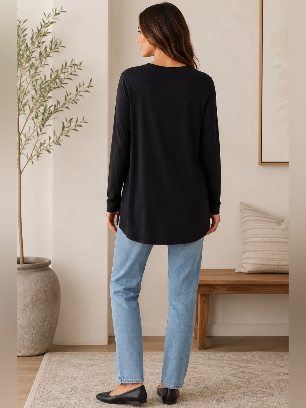 Daily Ritual Black Tunic‎ Knit Top - Picture 3 of 10